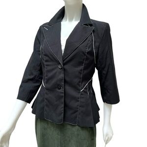 MISS LILY Black Pleated Blazer Fit & Flair Office Siren Carrier Old Money Size L
